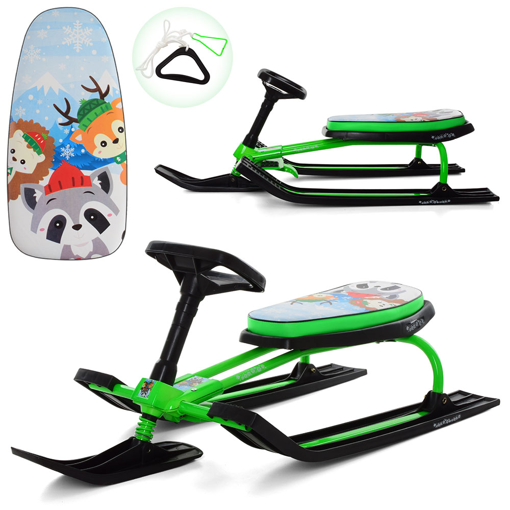 

Снегокат MS 1781-4 (1шт) низкая рама, мягкое сиденье, рисунок, зеленый, 107-48-39см, в кор-ке.