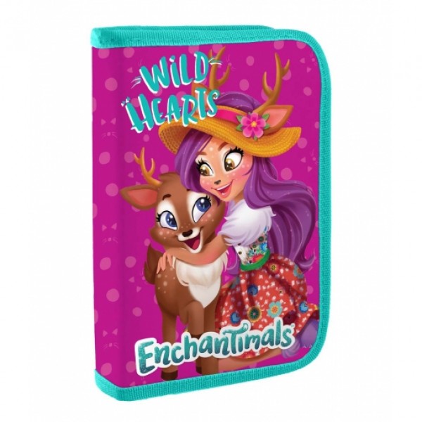 

Пенал твердый одинарный с двумя клапанами 1Вересня НР-04 "Enchantimals"