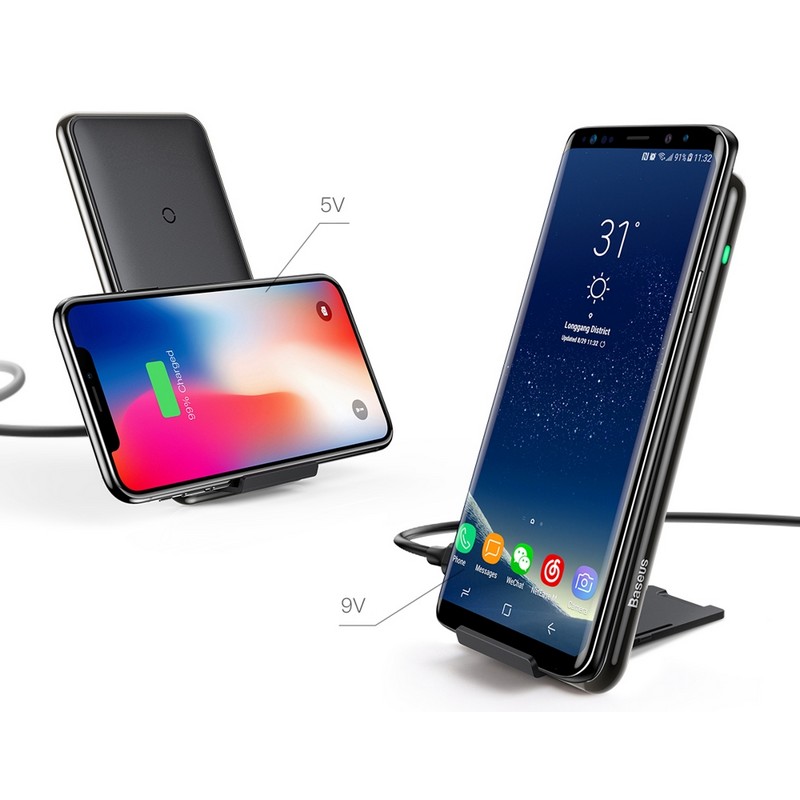 

Беспроводная зарядка держатель телефона 10W Type-C Baseus Wireless Charger Three-coil With Desktop Holder (WXHSD-B01)