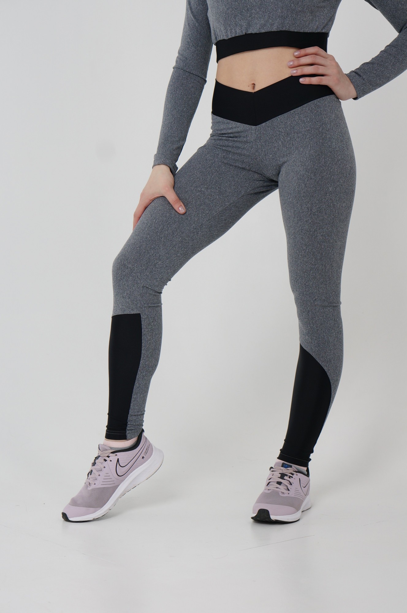 

Лосины для фитнеса и йоги Vikifit Gray Classic L Серый с черным