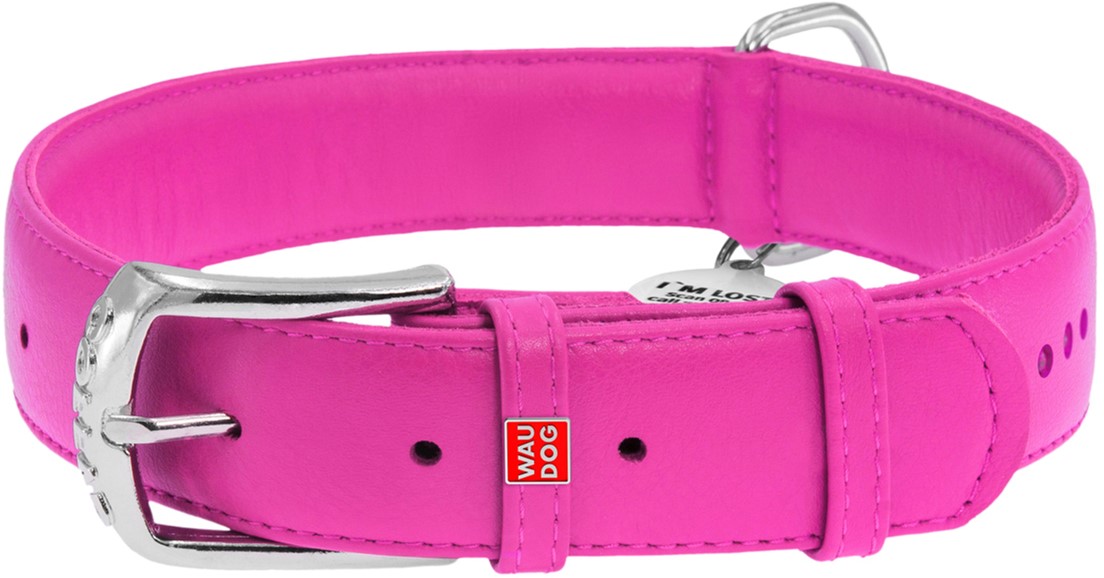 

Ошейник для собак кожаный Collar WAUDOG Glamour с QR паспортом, двойной со страз, L, Ш 35 мм, Дл 46-60 см