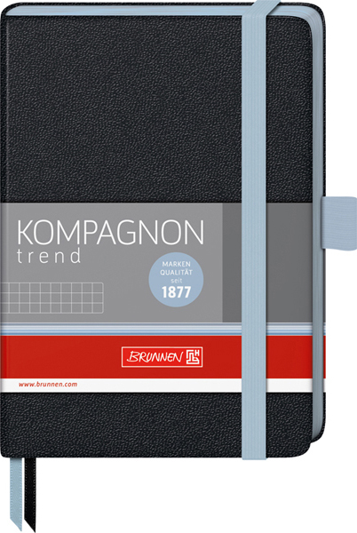 

Записная книга Brunnen Компаньон А6 в клетку 96 листов Черная с голубым срезом (105571837)