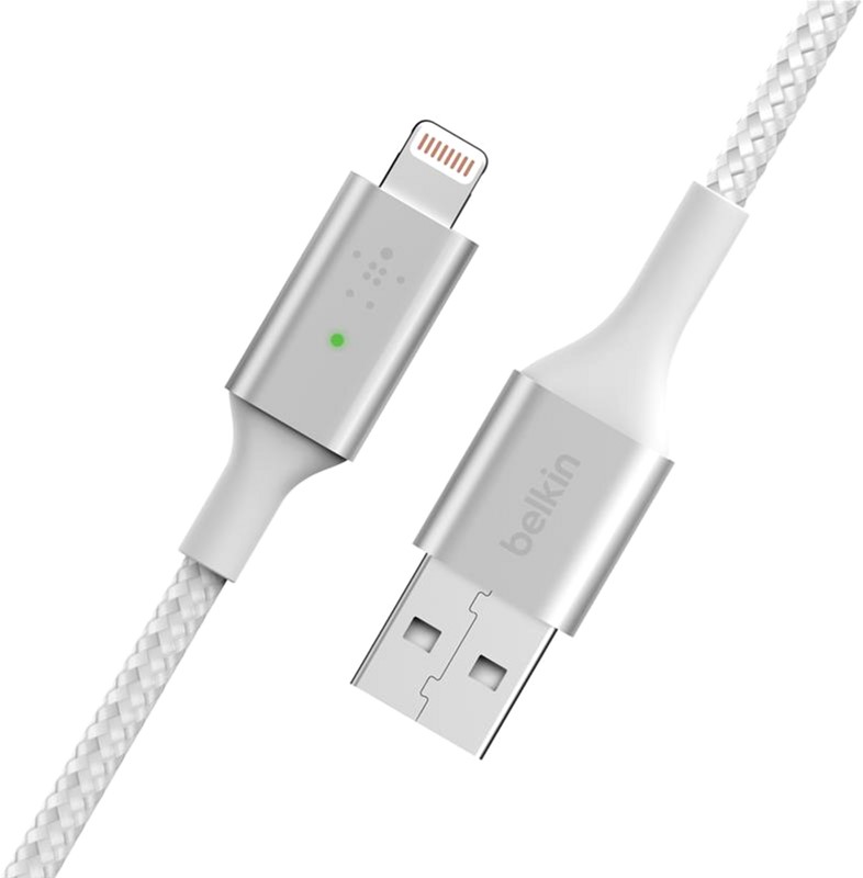 

Кабель Belkin USB-A - Lightning Braided Smart LED 1.2 м White