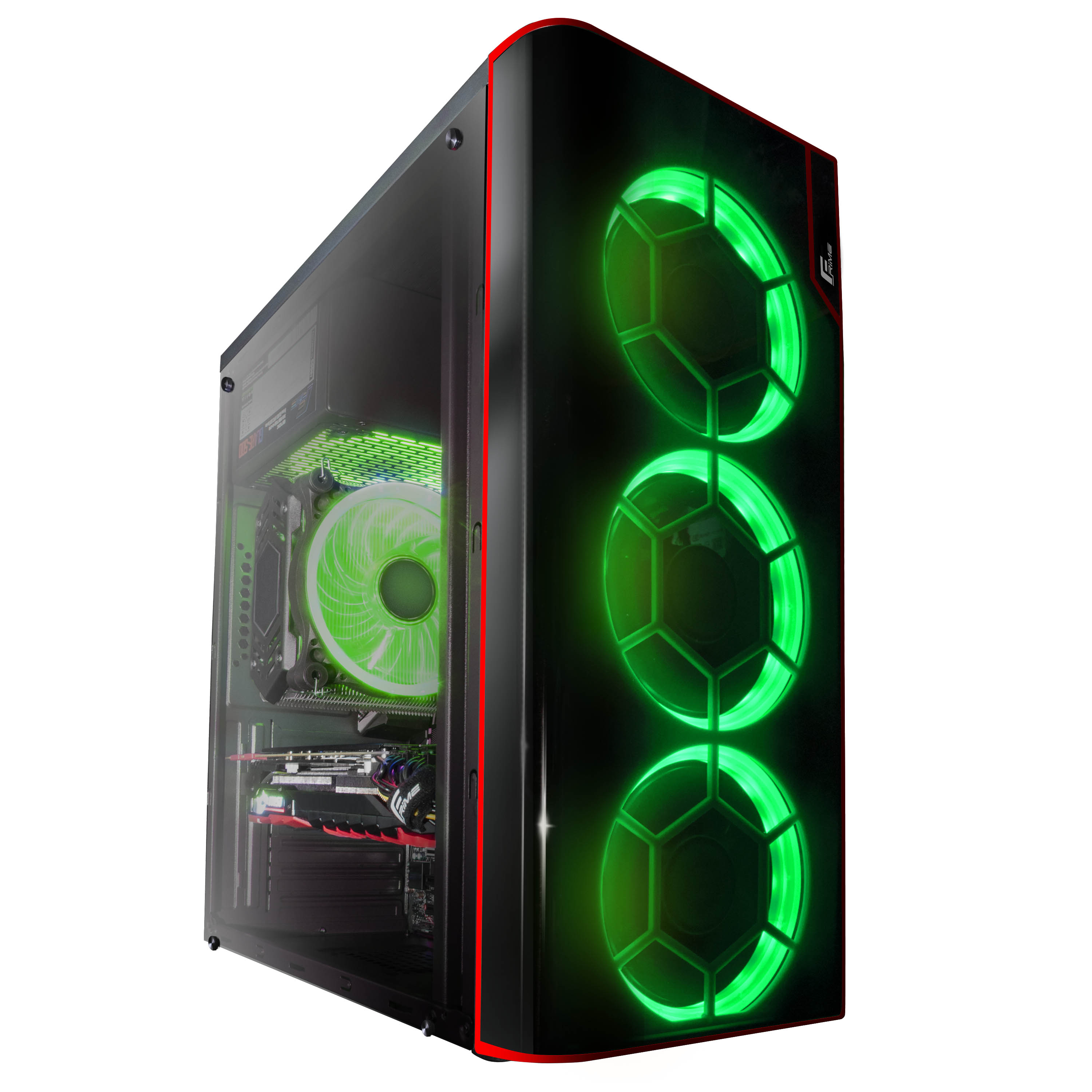 

Корпус Frime Vision green led без БП (Vision-U3-3GSRF-WP); 1xUSB 3.0, 2xUSB, Акриловая левая боковая панель, 3шт Green Singe Ring Fan