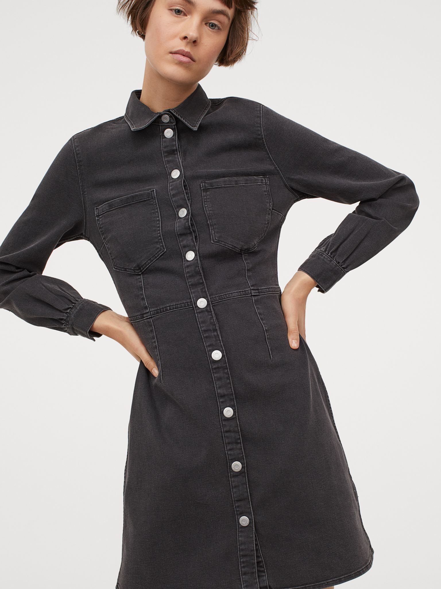 

Платье джинсовое H&M 0808584-1  Серое, Платье джинсовое H&M 0808584-1 32 Серое