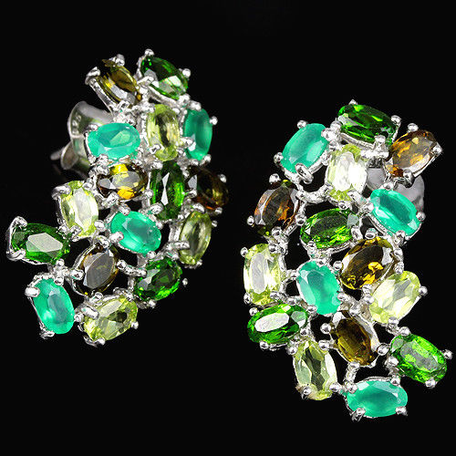 

Серьги из серебра с зелеными драгоценными камнями Аризона С1572