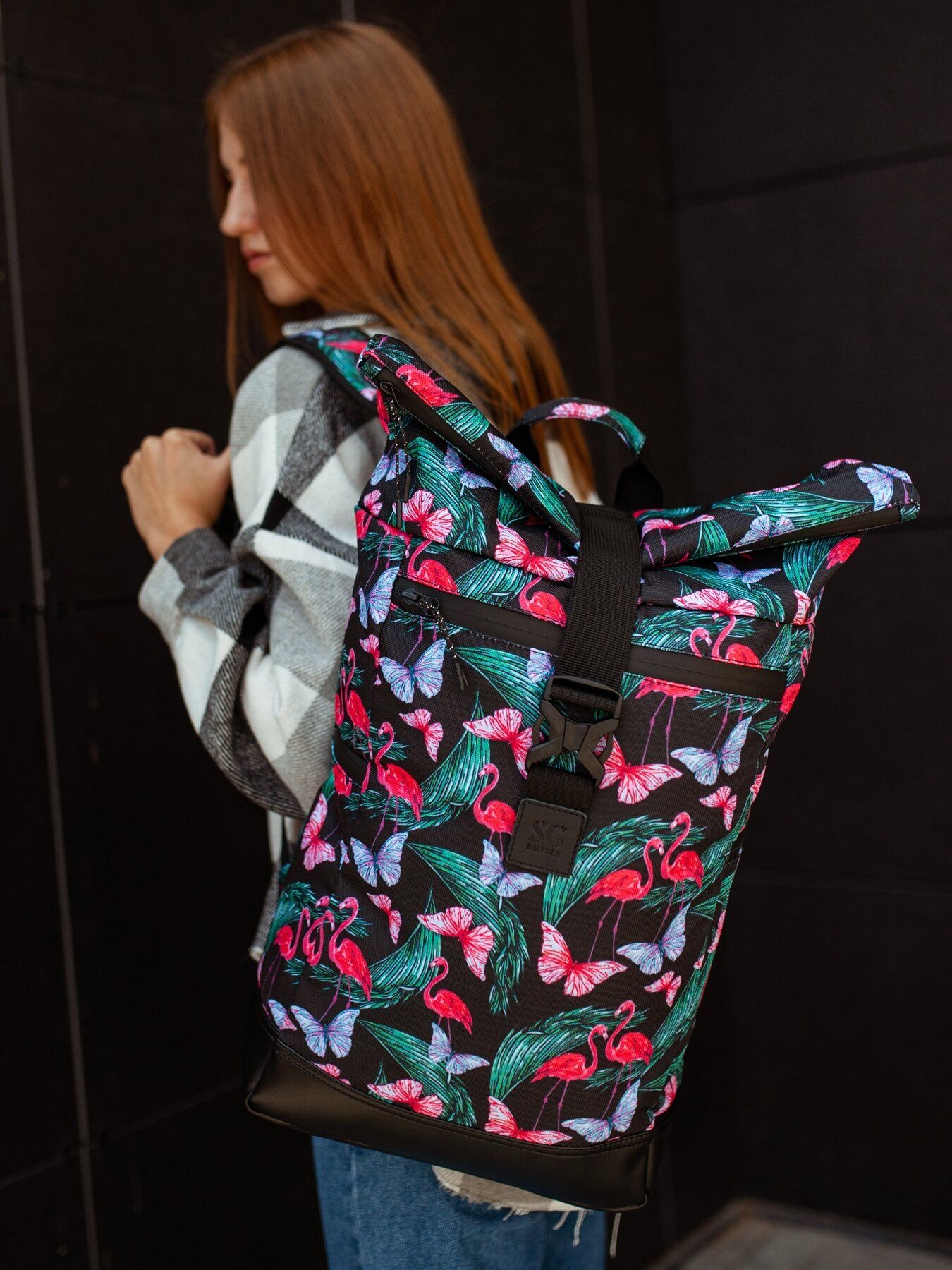 

Рюкзак роллтоп SG Empire Travel bag фламинго черный RKTB04018