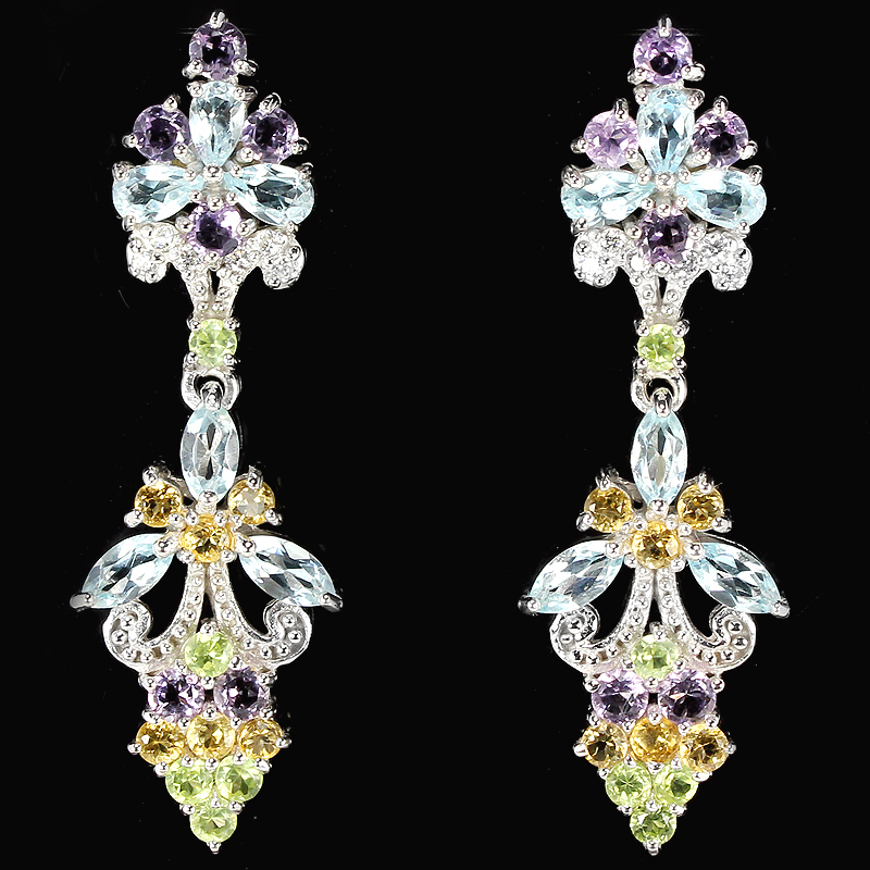 

Серьги из сербра с мультикамнями Сказка С1489