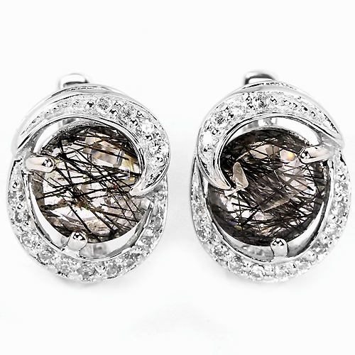 

Серьги из серебра с рутиловым кварцем С1471