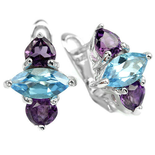 

Серьги из серебра с аметистами и топазами С1602