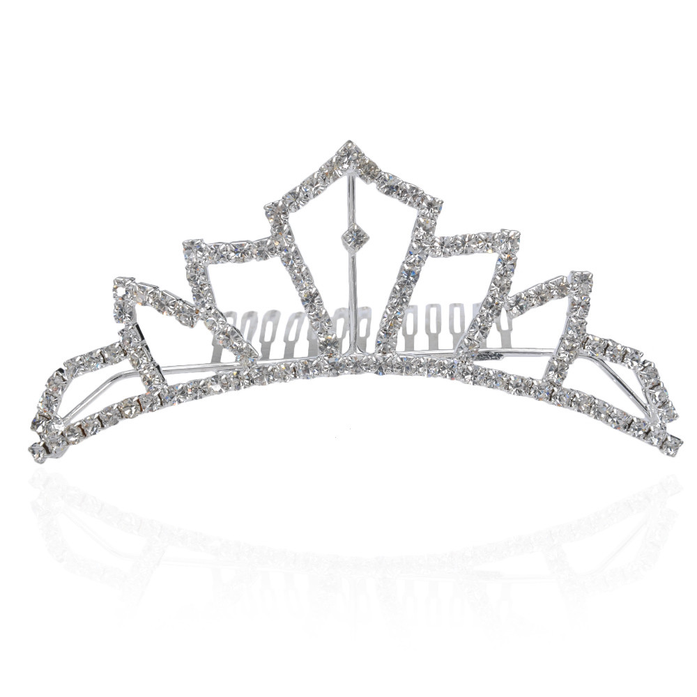 

Диадема гребень с белыми стразами свадебное украшение для волос 11 см Amaryllis Серебристая