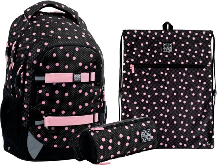 

Школьный набор Kite Wonder Polka Dots 1.54 кг 42x29x20 см 17.л Черно-розовый (SET_WK21-727M-1)