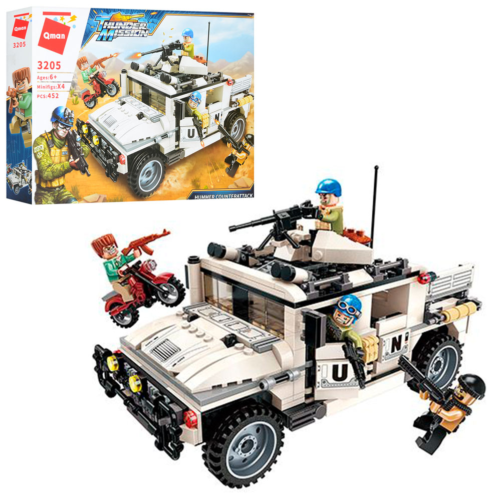 

Конструктор Qman 3205 військовий джип, фігурки, 452 деталі