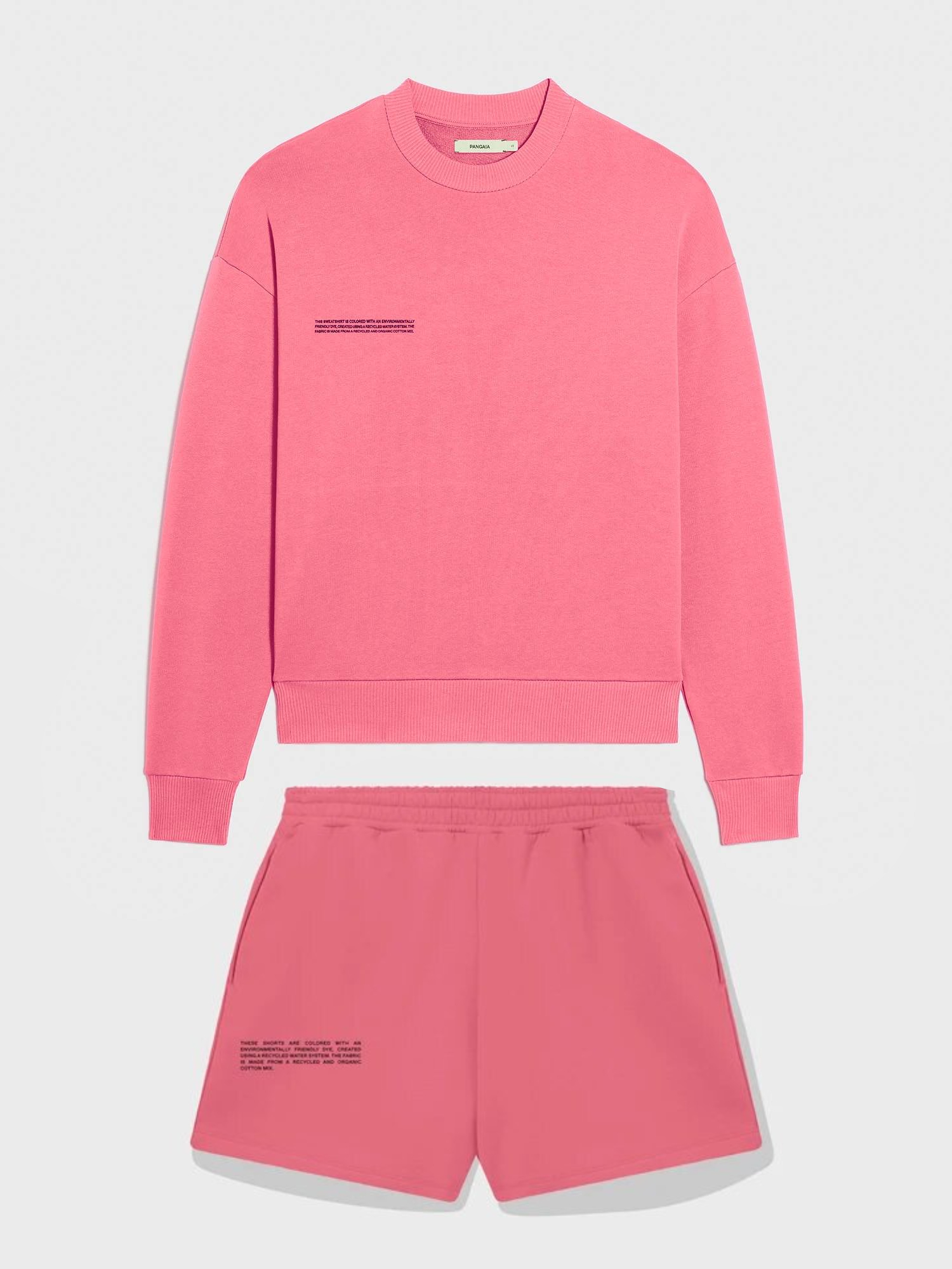 

Облегченный женский oversized костюм (свитшот и шорты) из органического хлопка The Pangaia Lightweight Organic Cotton Suit Mineral Red розовый L