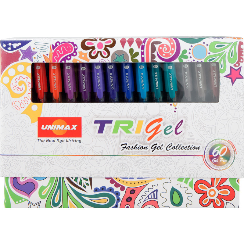 

Ручка гелевая Unimax Trigel Mixed 60 цветов 1мм (UX-145)