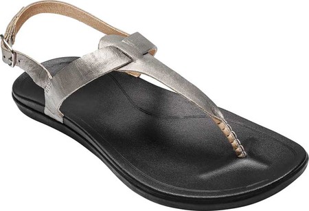 

Женские сандалии OluKai Ekekeu Thong Sandal Silver/Black Leather 38