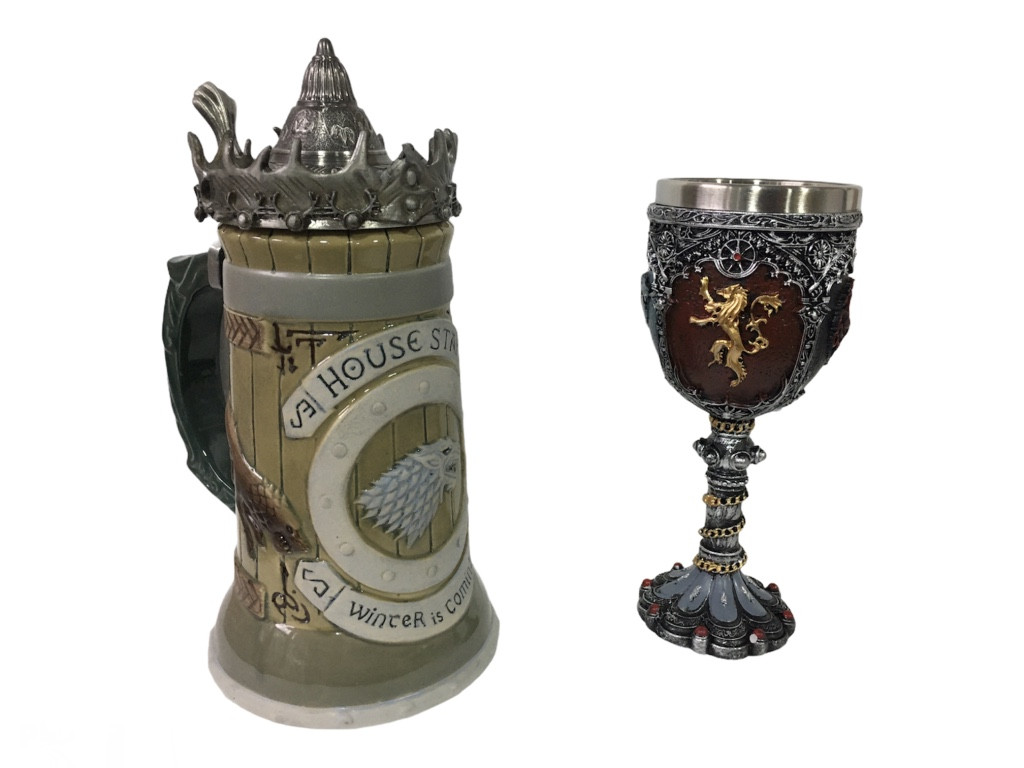 

Подарочный набор Готика Кружка Game Of Thrones House Stark Игра Престолов Дом Старков и Бокал Winter Is Coming 650/200 мл