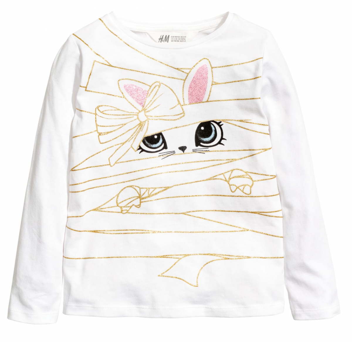 

Футболка с длинными рукавами H&M 0498376018 92 СМ Белый 64239