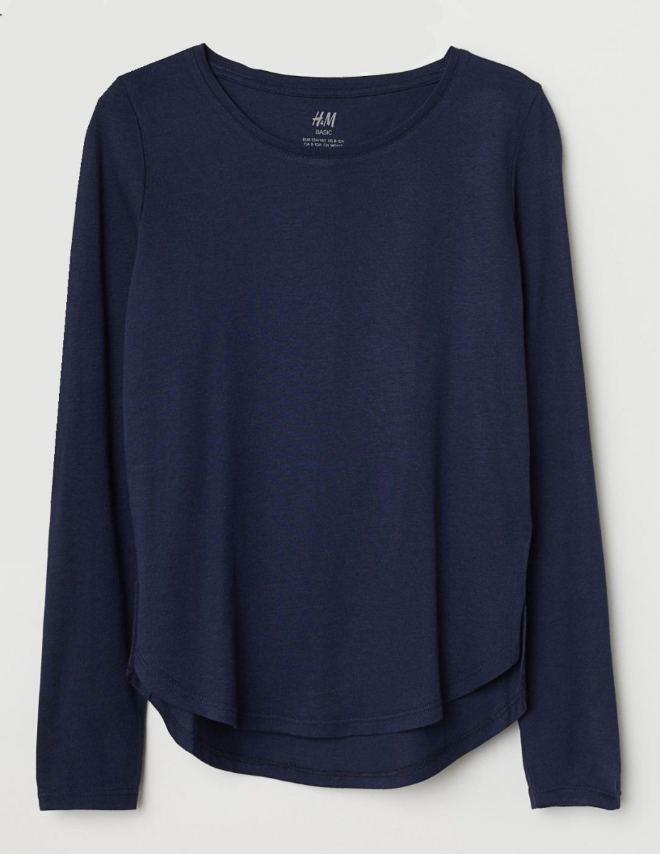 

Футболка с длинными рукавами для девочки H&M 0463601013 146-152 СМ Темно-синий 64051