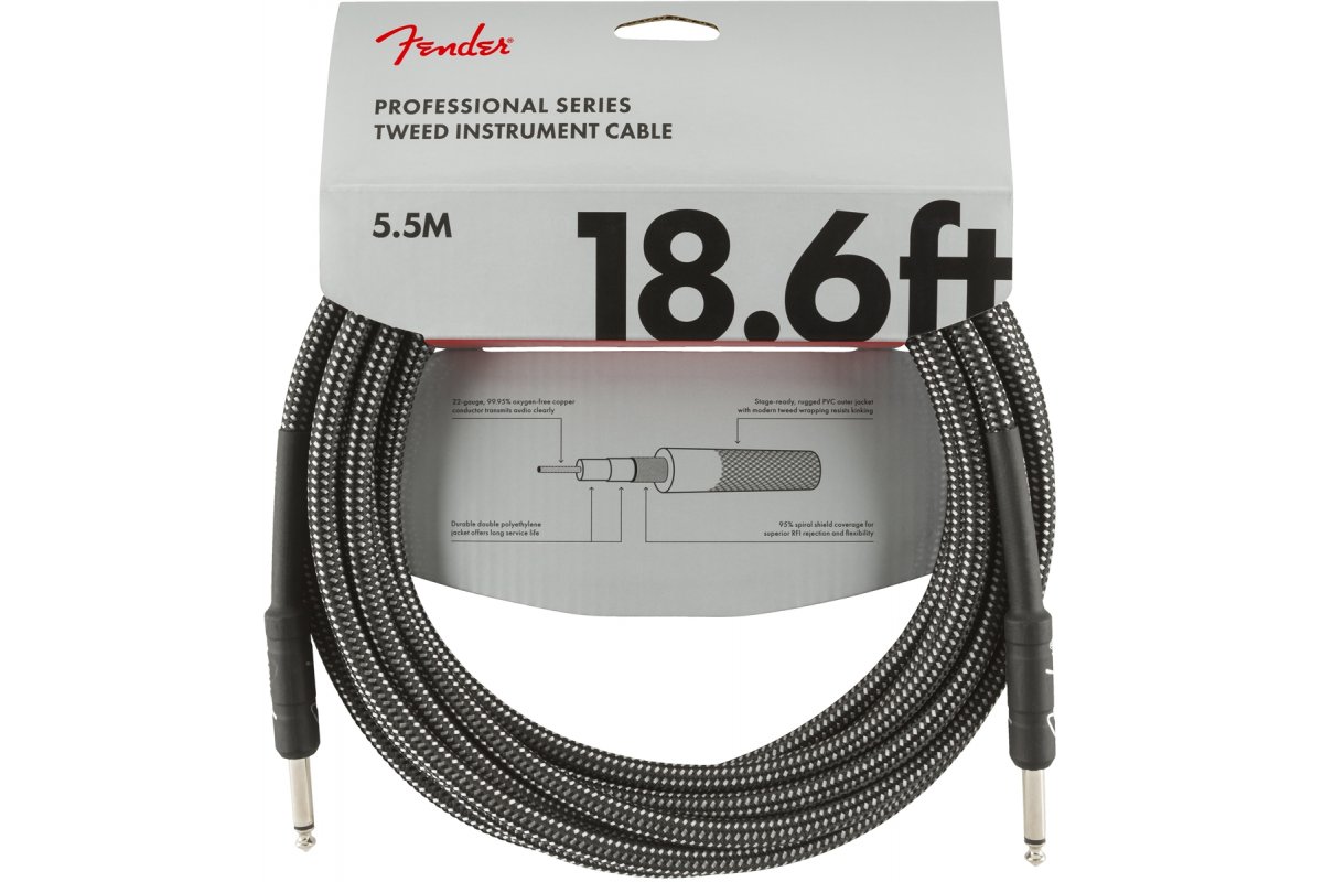 

Кабель инструментальный Fender CABLE PROFESSIONAL SERIES 18.6' GREY TWEED