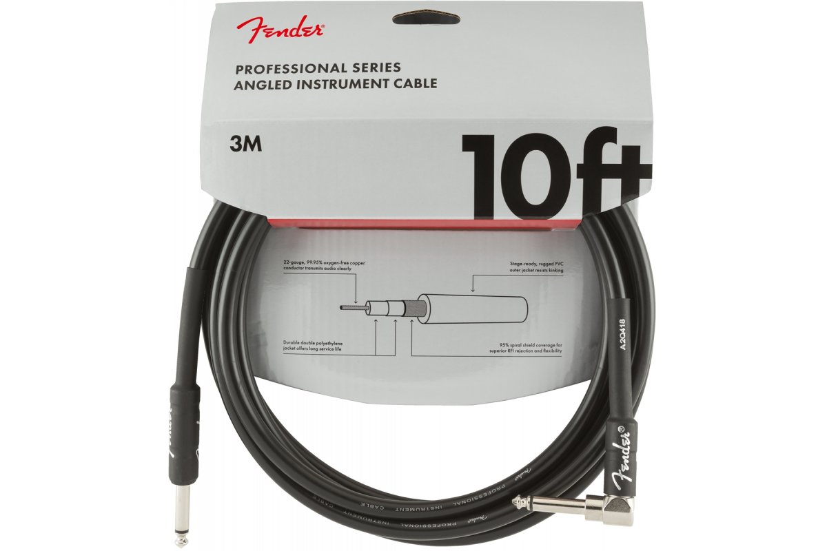 

Кабель инструментальный Fender CABLE PROFESSIONAL SERIES 10' ANGLED BLACK