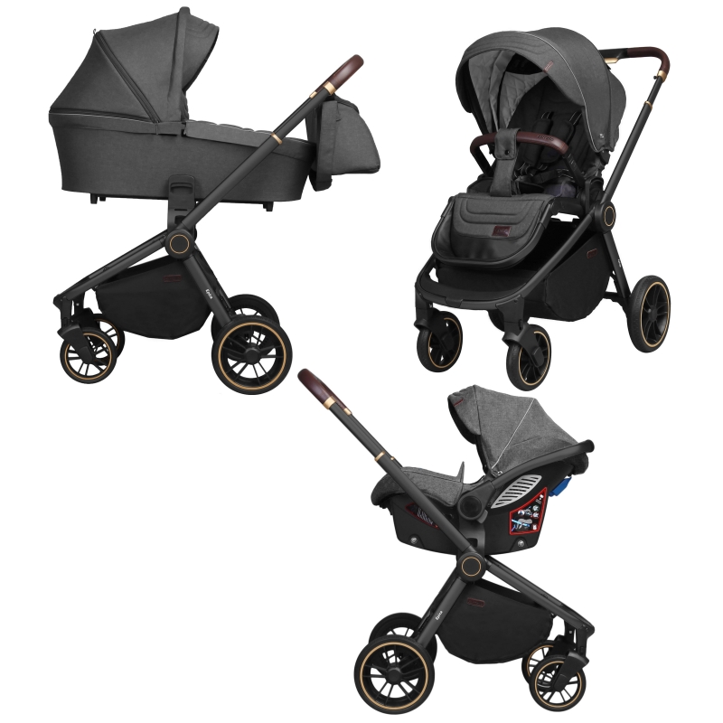 

Коляска универсальная CARRELLO Epica 3 в 1 (люлька, прогулочный блок и автокресло) Carrello CRL-8511/1 (3in1) Iron Grey +дождевик Серый CRL-8511/1 Iron Grey