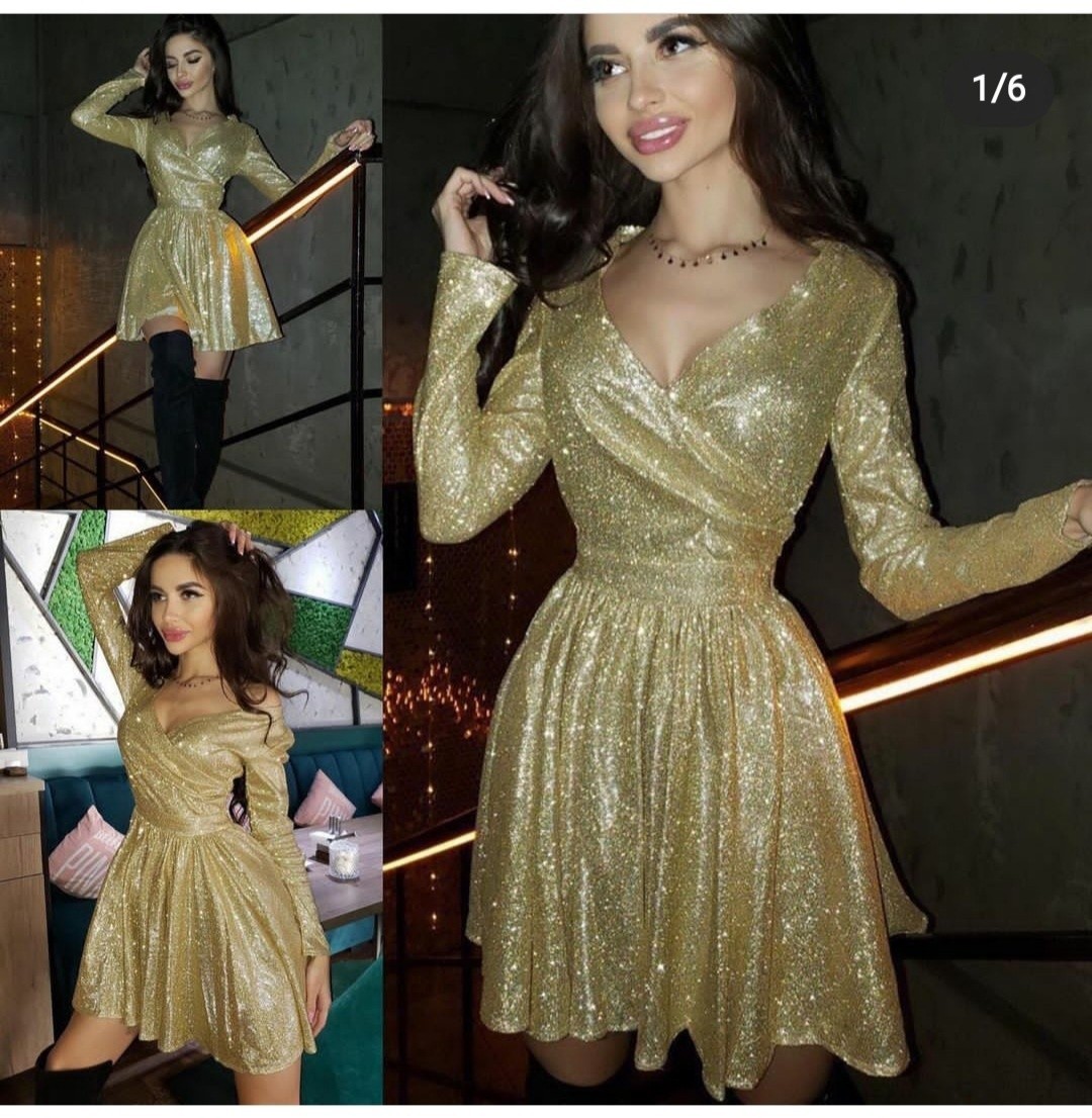 

Платье с обьемной юбкой, цвет золотистый, размер 46, Serena, MKStyle