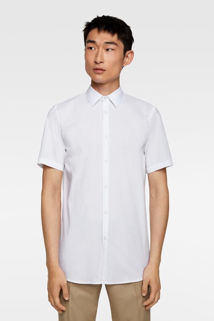 

Рубашка Zara белая однотонная XL (3894 456 250)