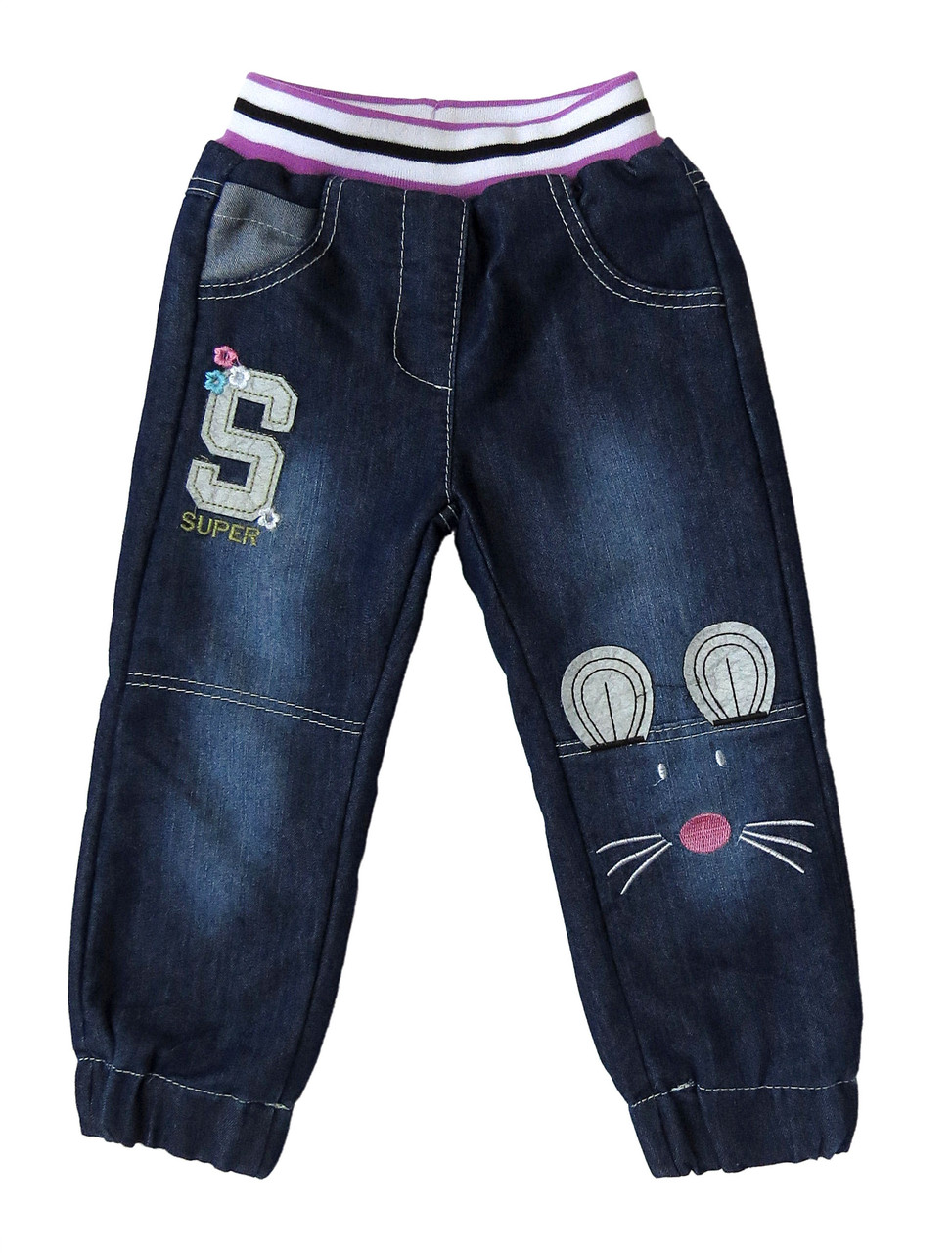 

Теплые джинсы "Мышонок" КК-Rabbit для девочки 98 см Синие 5582