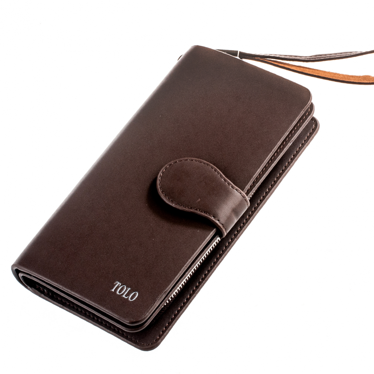 

Кошелек TOLO коричневый, эко кожа, TOLO 3005 brown, с ремешком