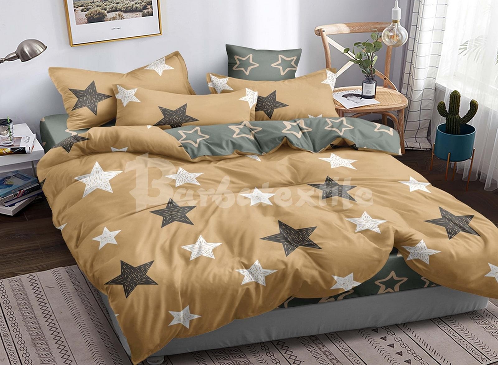 

Комплект Облака постельного белья Сатин 100 % Хлопок Односпальный 150*220 Звёзды