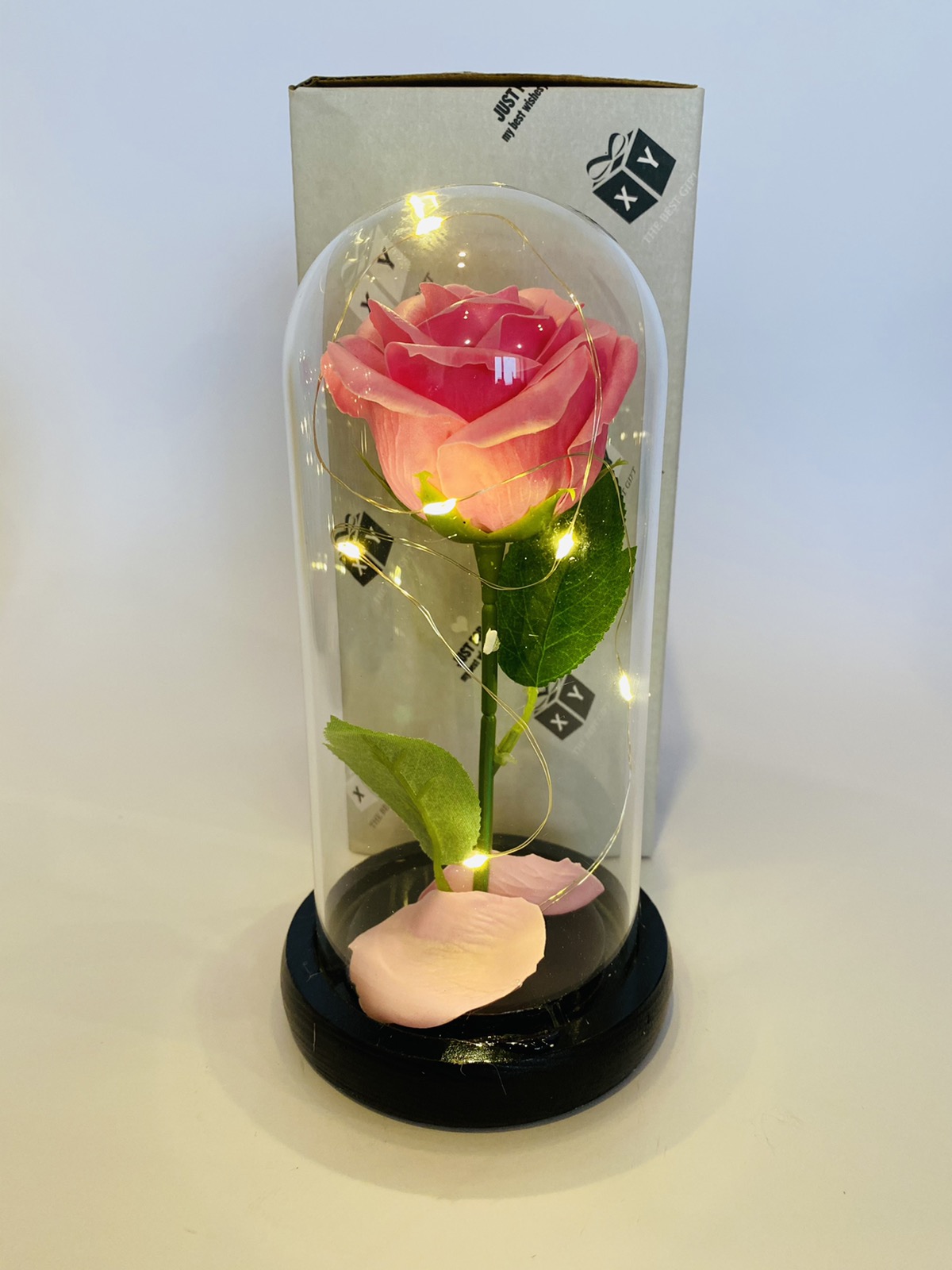 

Роза с LED подсветкой Just for You цветок в стеклянной прозрачной колбе Розовая (Rose Big-20)