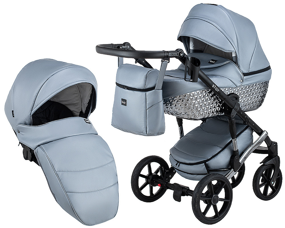 

Коляска 2 в 1 Bair Star (Silver) кожа 100% 31S серый 625150