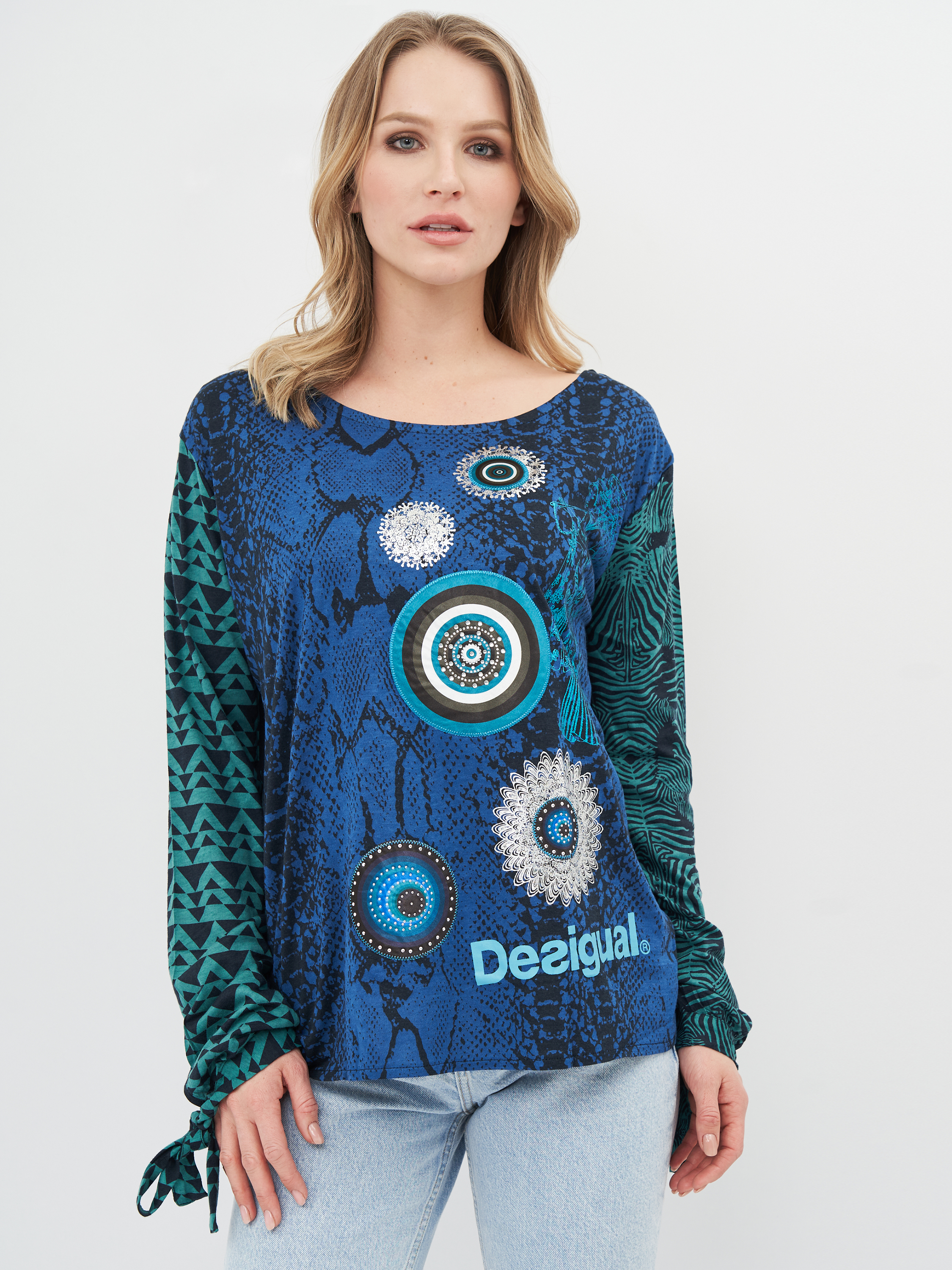 

Лонгслив Desigual 69T26D9/5015 XL Синий/Зеленый принт