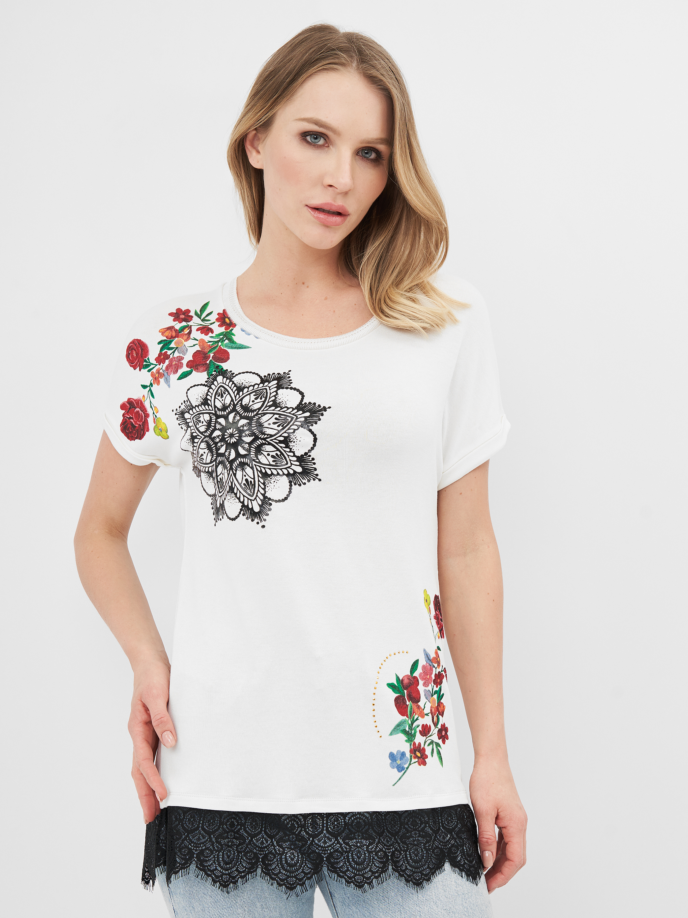 

Футболка Desigual 71T2YE7/1001 S Белая с принтом