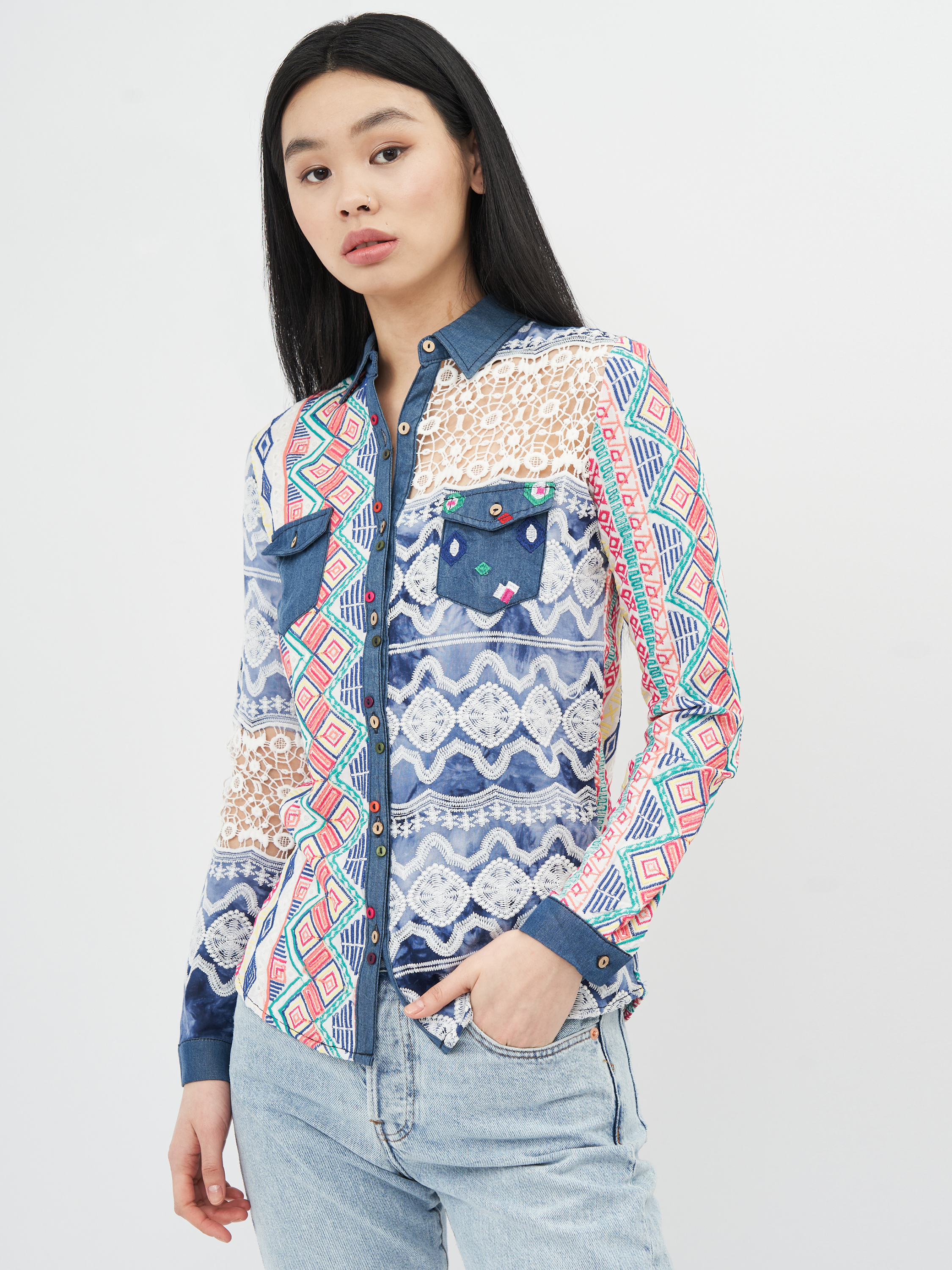 

Рубашка Desigual 72C2EH7/1000 XS Комбинированная