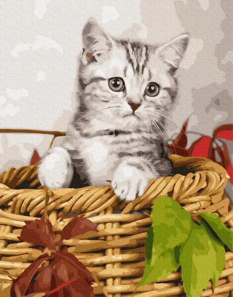 

Картина по номерам. Brushme "Котёнок в корзине" GX26366