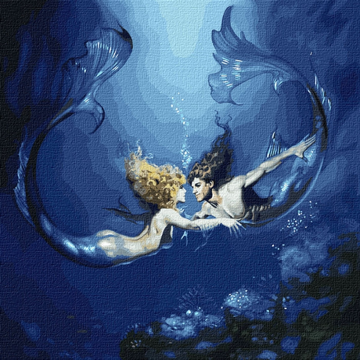

Картина по номерам. "Подводная любовь с красками металлик" 50*50см KHO9526