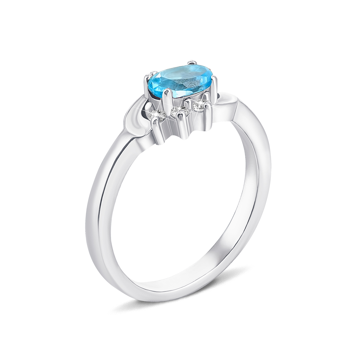 

Серебряное кольцо с топазом swiss и фианитами 16 размер Тд0038/топsw-R