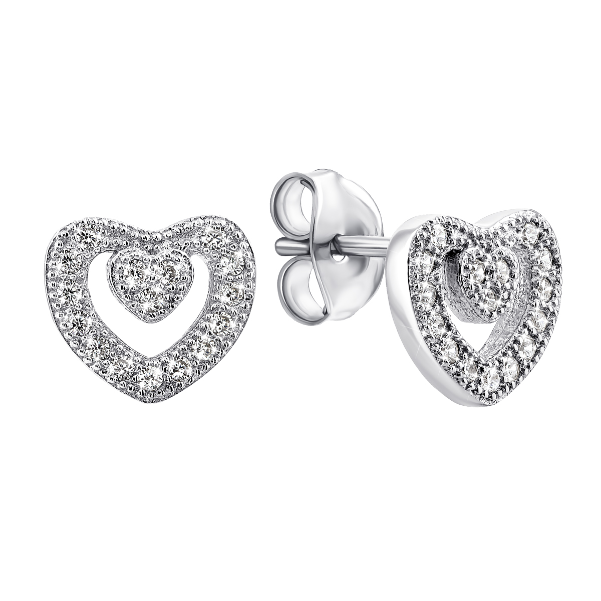 

Серебряные пуссеты Сердце с фианитами PSS0685ES