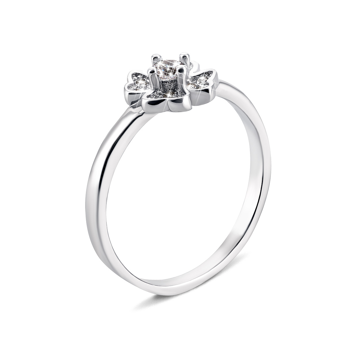 

Серебряное кольцо Цветок с фианитами 16 размер 1RI56855-R