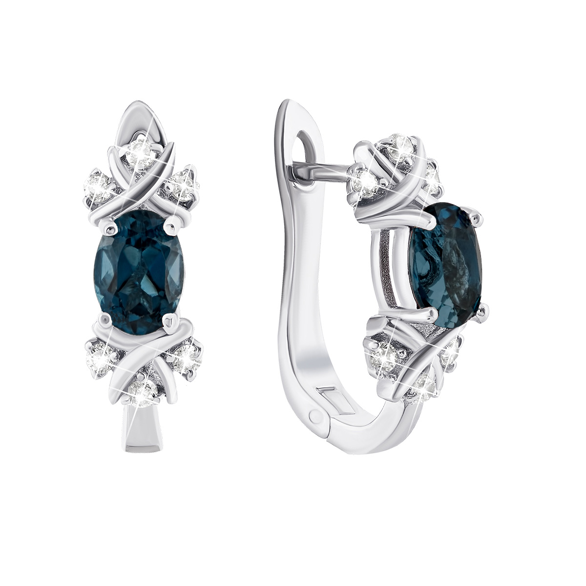 

Серебряные серьги с лондон-топазом и фианитами Тд0055/топld-E