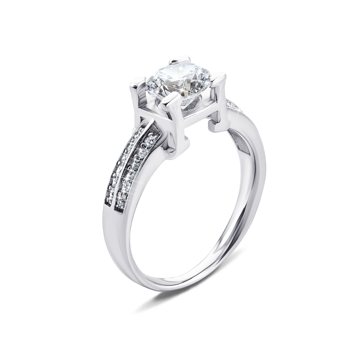 

Серебряное кольцо с фианитами 16 размер 1RI63389
