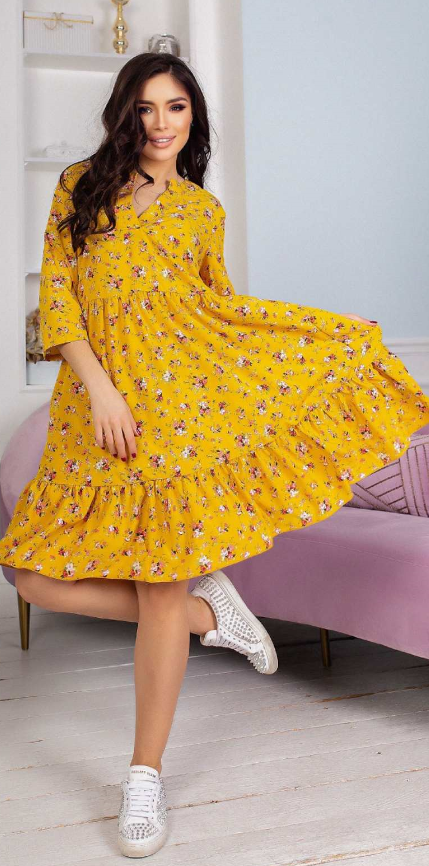 

Женское платье в цветочек Fashion Woman NB21005 р46/48 желтое