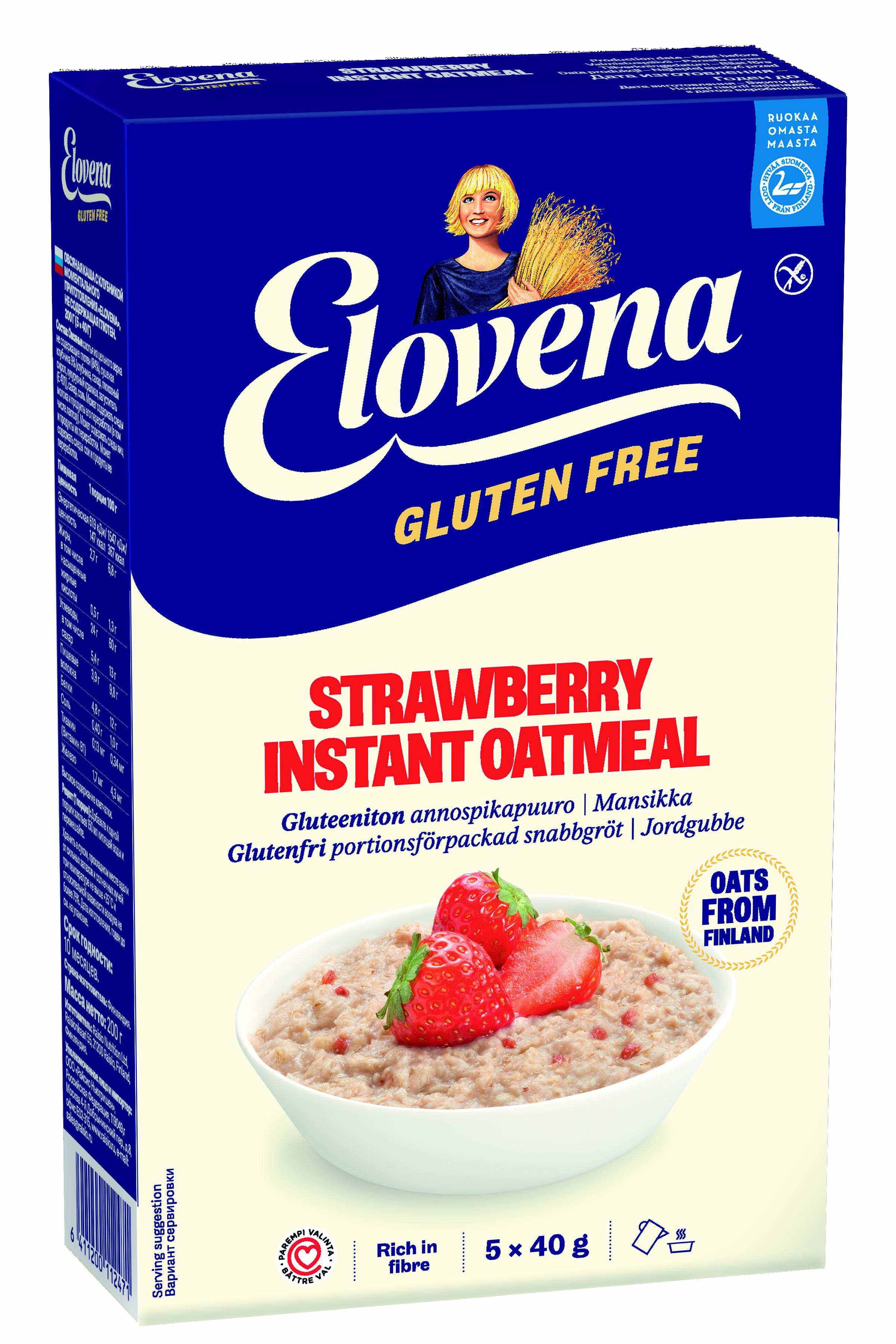Овсянка Elovena с клубникой без глютена 200 г (6411200112471) – купить ...