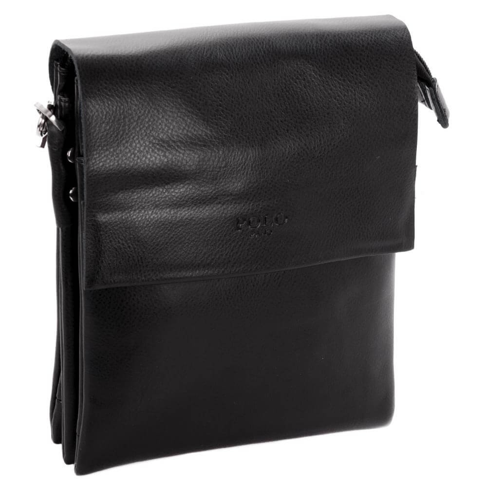 

Сумка мужская через плечо экокожа Polo черная (8825-2 black)