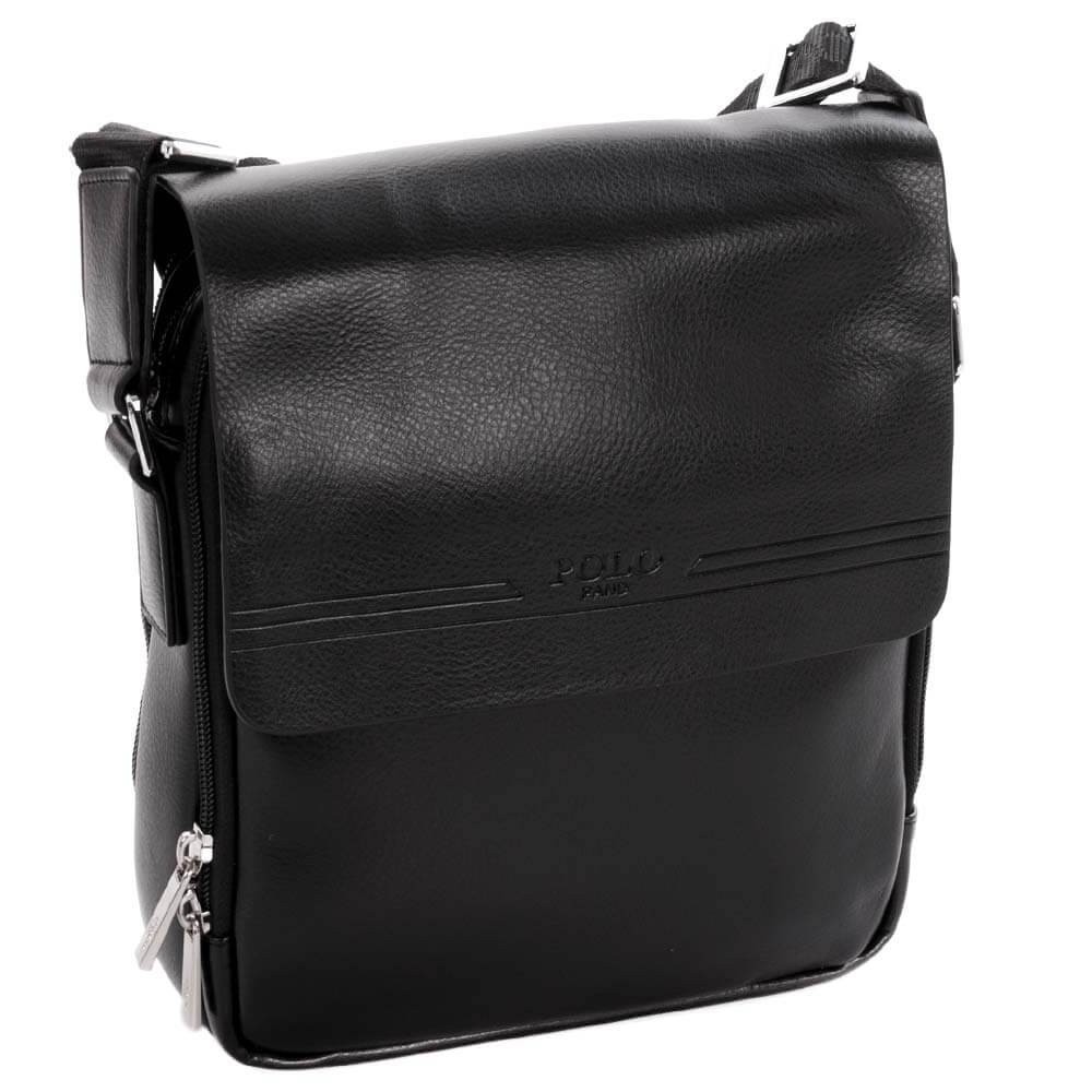 

Сумка мужская через плечо экокожа Polo черная (353-3 black)