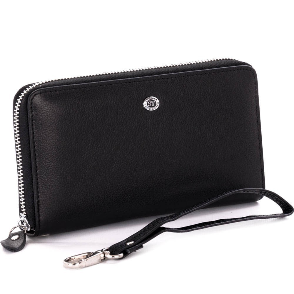 

Кошелек-клатч на молнии ST кожаный черный (272 ST black)