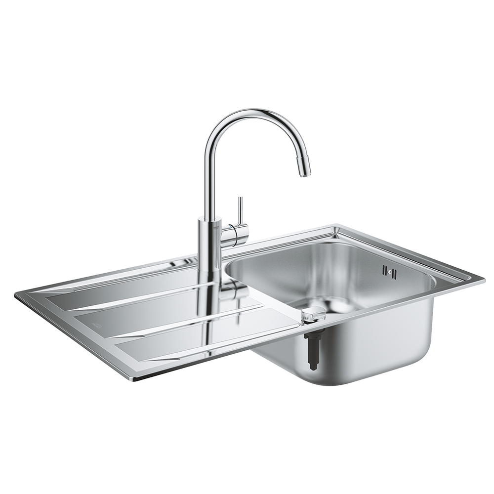 

Набор Grohe мойка кухонная K400 31570SD0 + смеситель Concetto 32663001