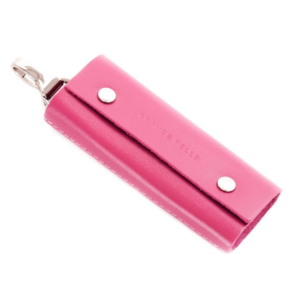 

Ключница кожаная женская на кнопках Grande Pelle малиновая 405263